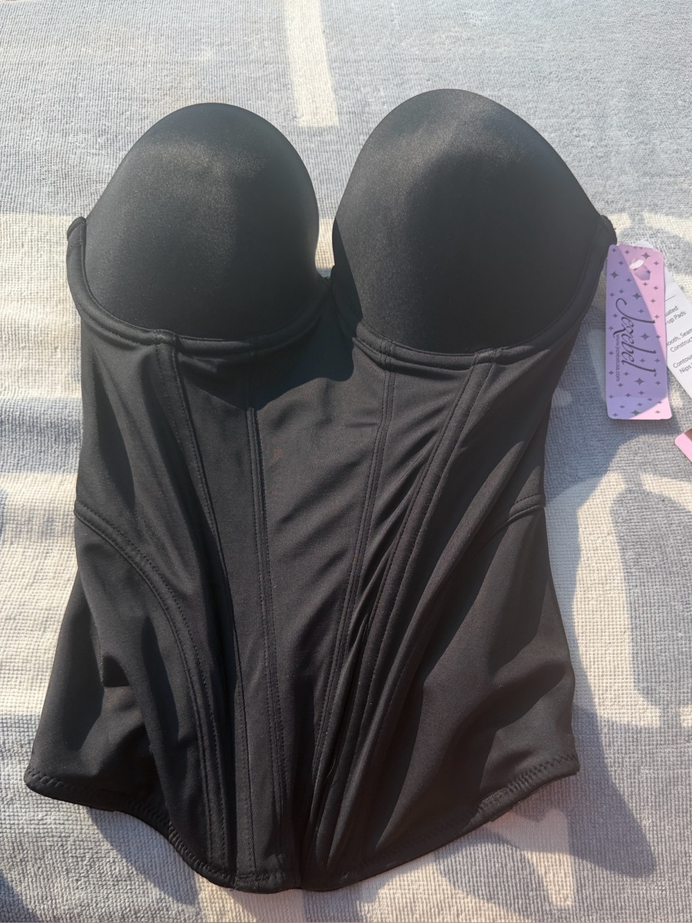 NWT Jezebel Strapless Longline Bustier in Black 34C